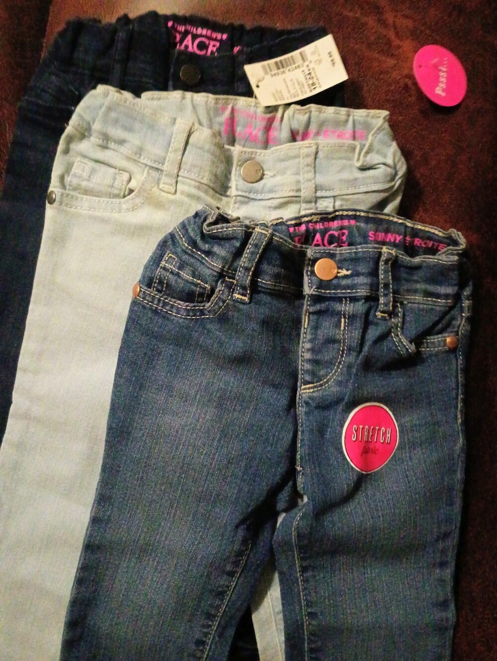 The Children's Place Girls Stretch Jeans Trio - Dark Blue, Light Blue, Blue 24M